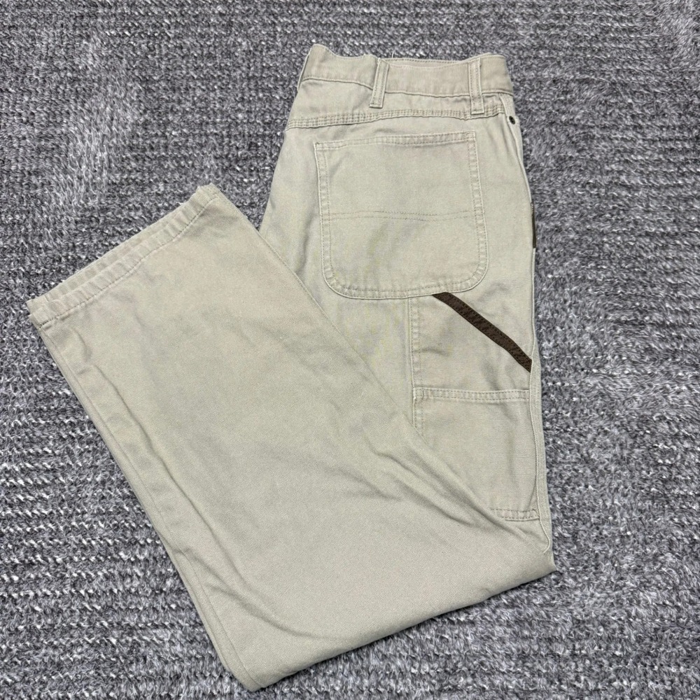 Wrangler Workwear Mens Carpenter‎ Pants Size 35x30 Khaki Tan Utility Duck